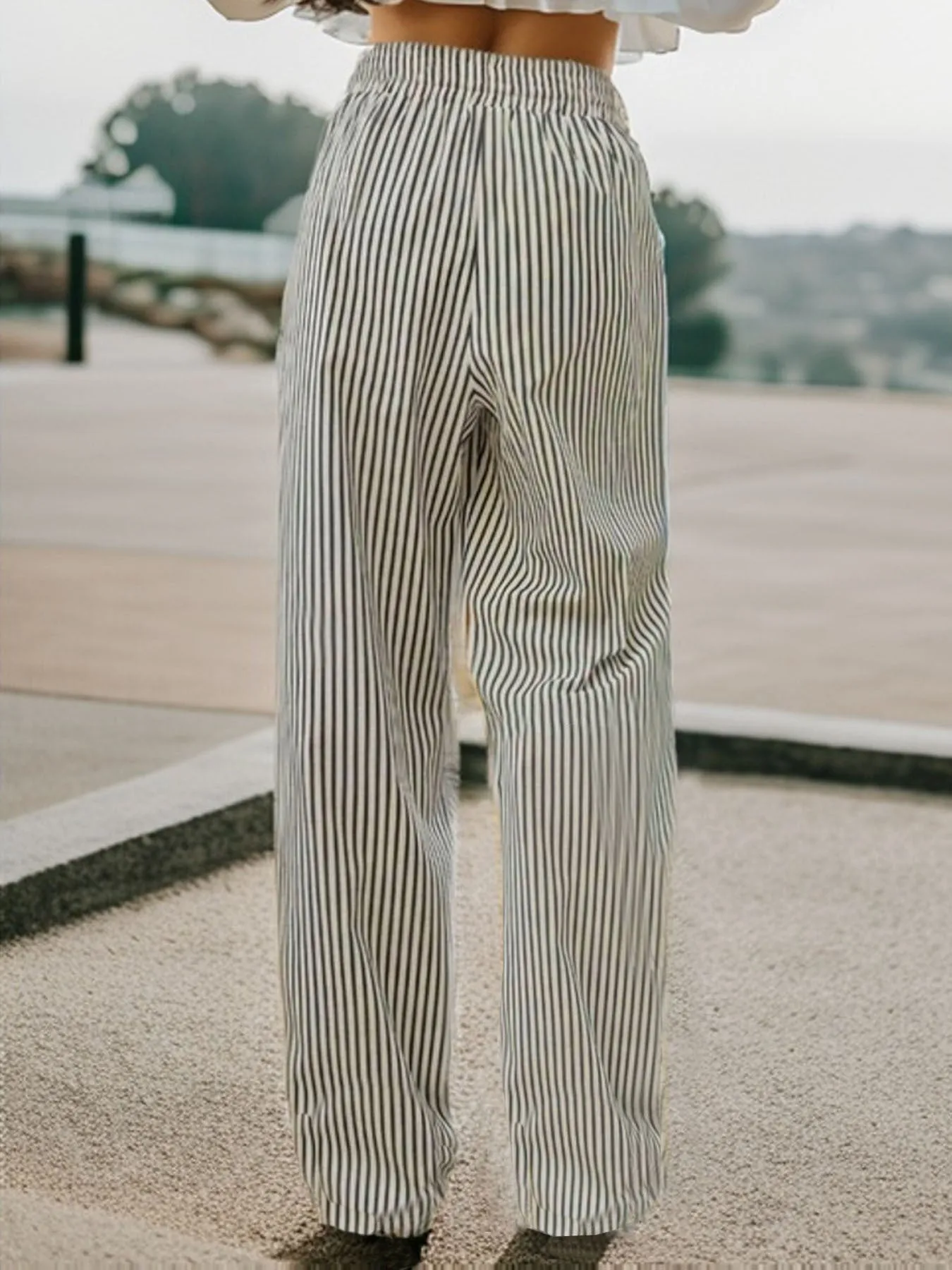 🌟 Drawstring Striped Elastic Waist Pants 🌟