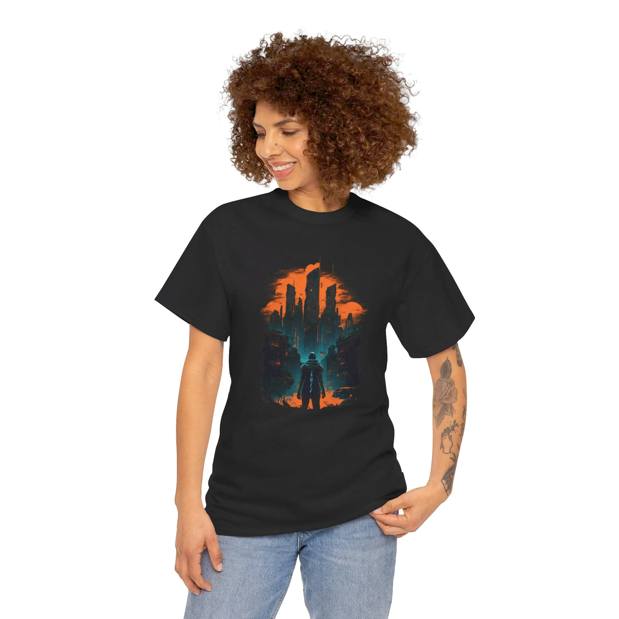 2077 Skyline T-Shirt | T-Shirt für Gamer und Cyberpunk Fans