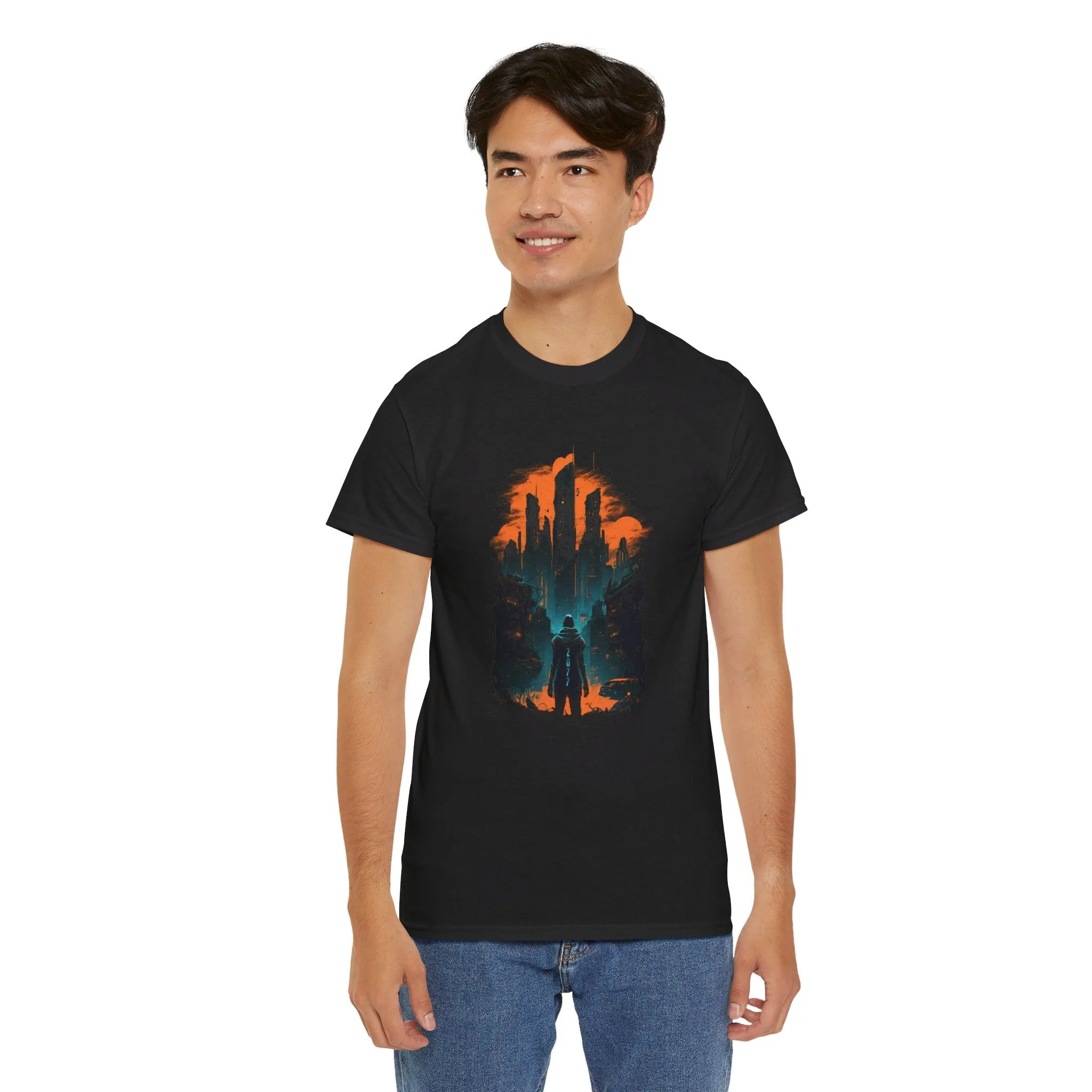 2077 Skyline T-Shirt | T-Shirt für Gamer und Cyberpunk Fans