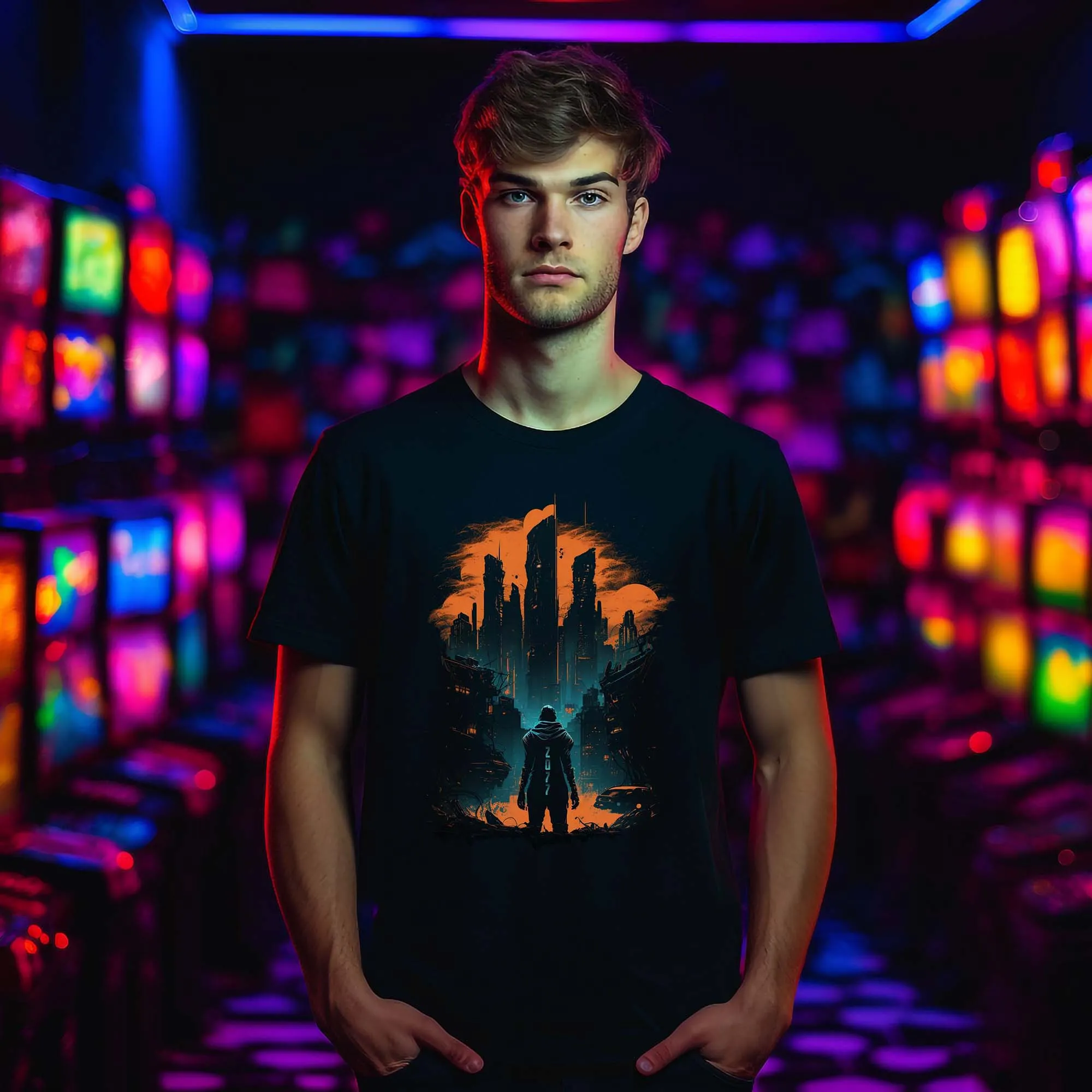 2077 Skyline T-Shirt | T-Shirt für Gamer und Cyberpunk Fans