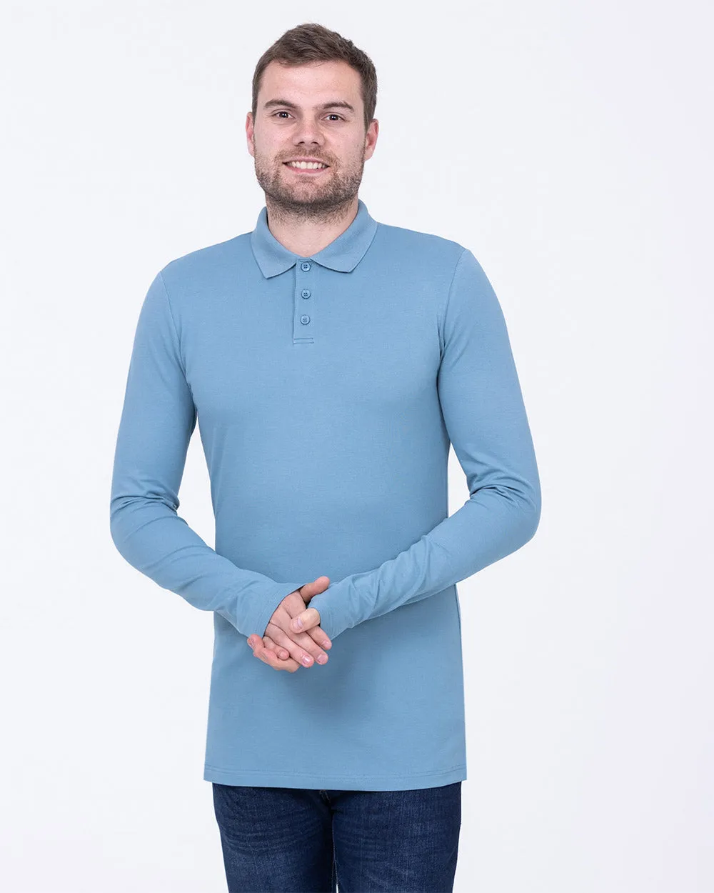 2t Slim Fit Long Sleeve Polo Shirt (slate)