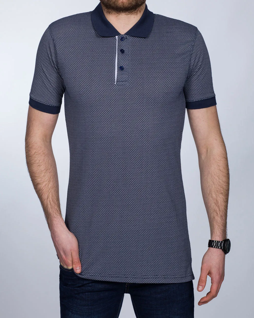 2t Slim Fit Patterned Tall Polo Shirt (insignia blue)