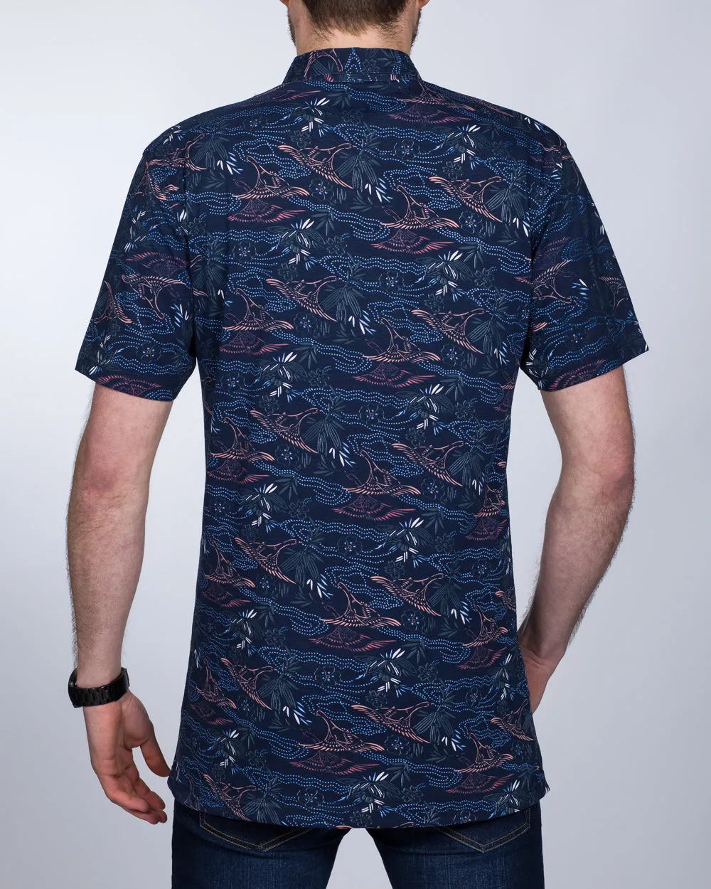 2t Slim Fit Tall Polo Shirt (navy print)