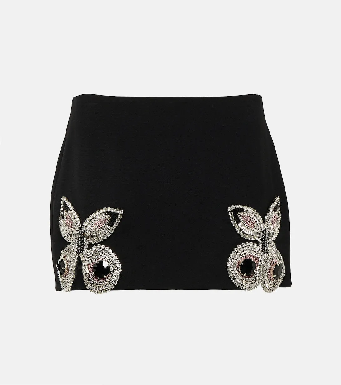 AREA wool embellished miniskirt, black