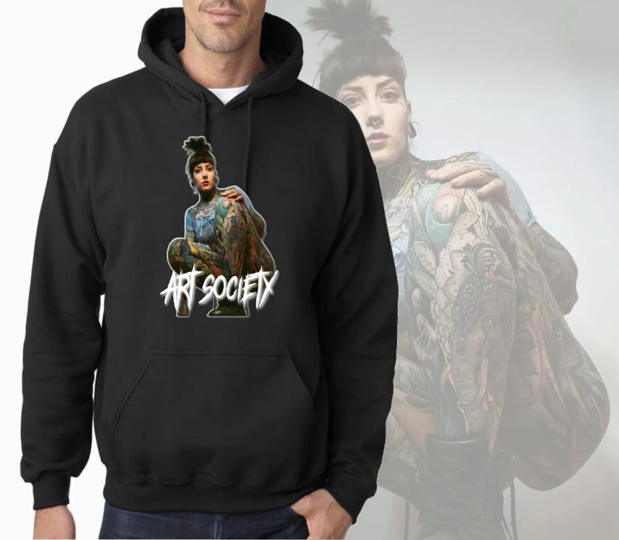 Art Society TATTOOED NATALIE HOODIE BLACK