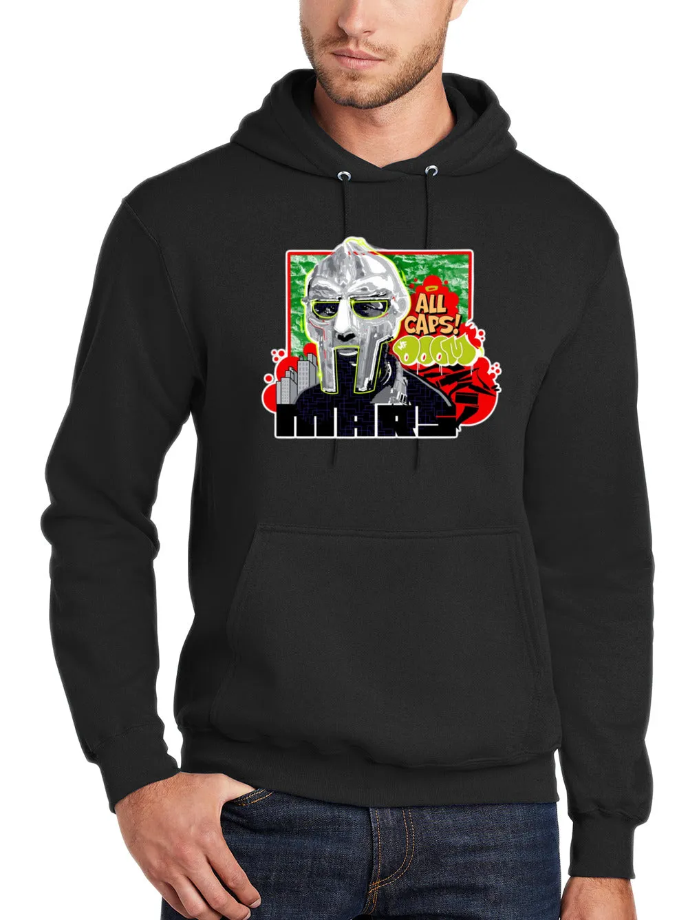 Art Society x MARS x MF DOOM ALL CAPS HOODIE BLACK