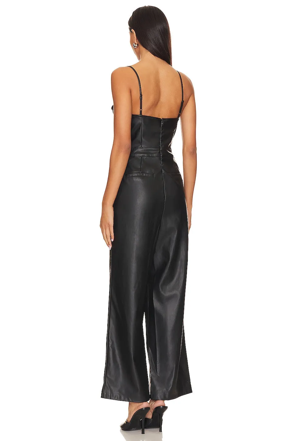 BCBGeneration Faux Leather Jumpsuit, Onyx