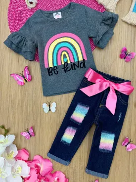 Be Kind Rainbow Patched Jeans Set