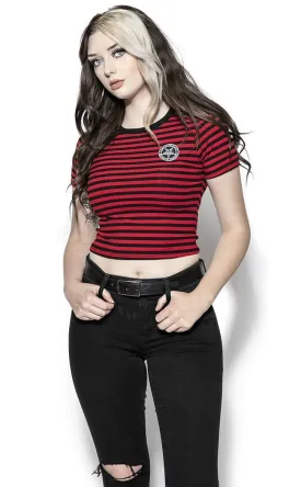 Believe In Yourself Striped Women's Crop Tee | Red