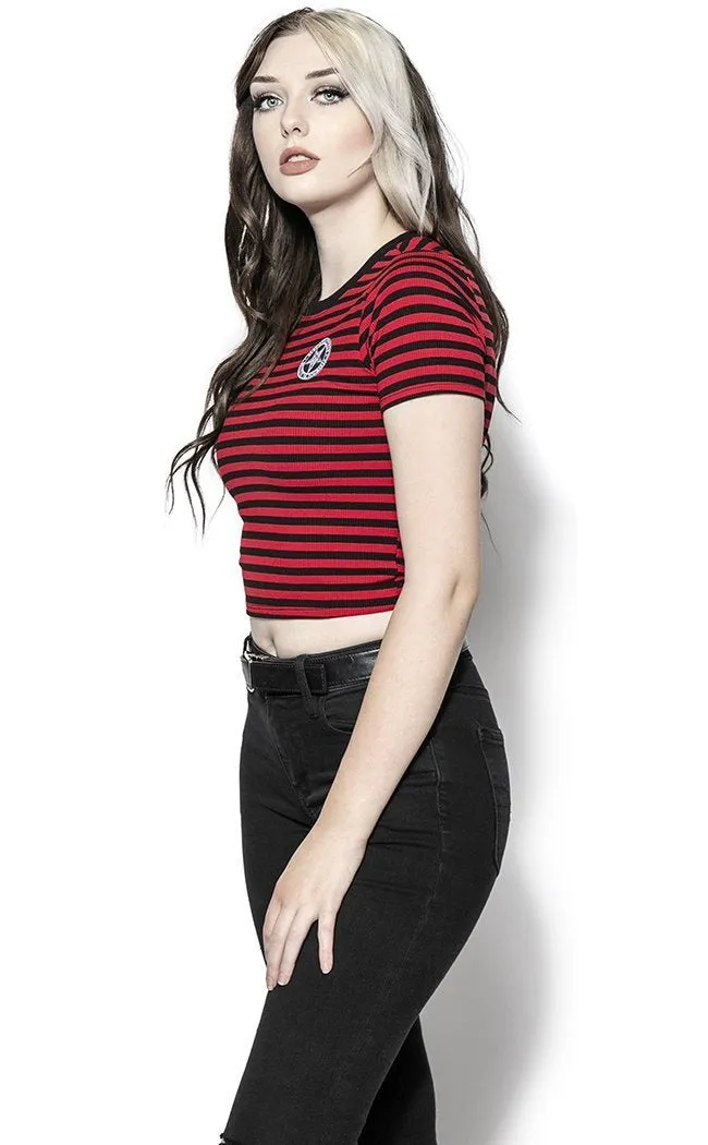 Believe In Yourself Striped Women's Crop Tee | Red