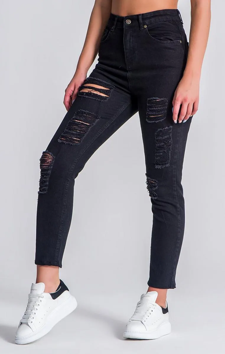 Black Burlesque Mom Jeans