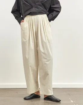 Black Crane Straight Draped Pants, Cream