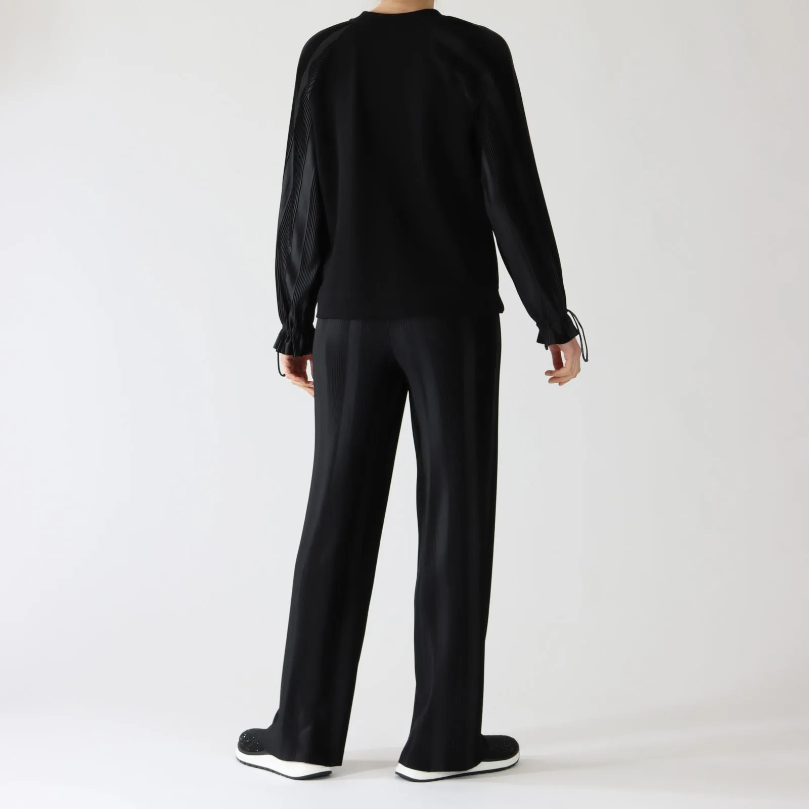 Black Satin Ribbed Welby Pants