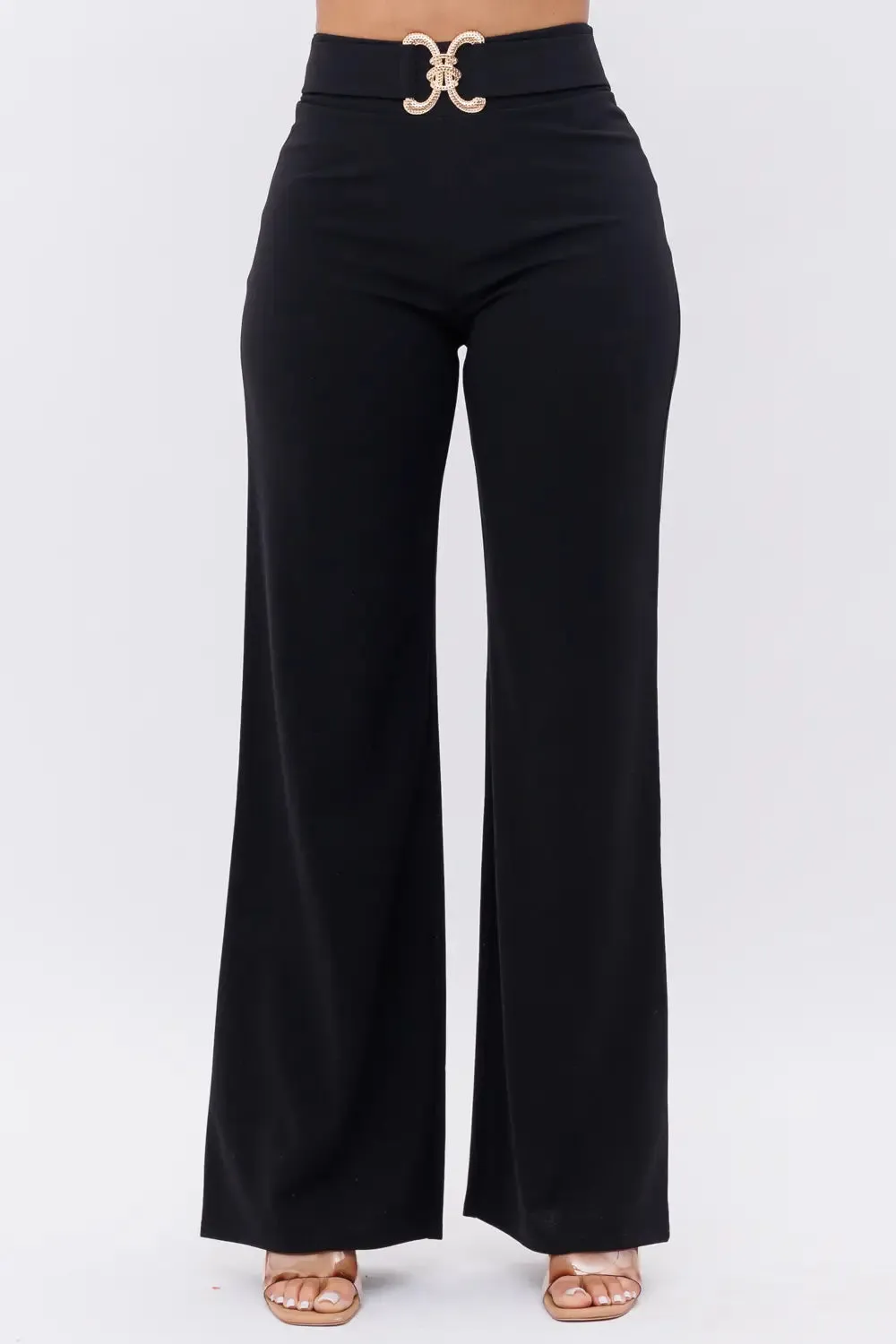 Black Straight Leg Palazzo Pants