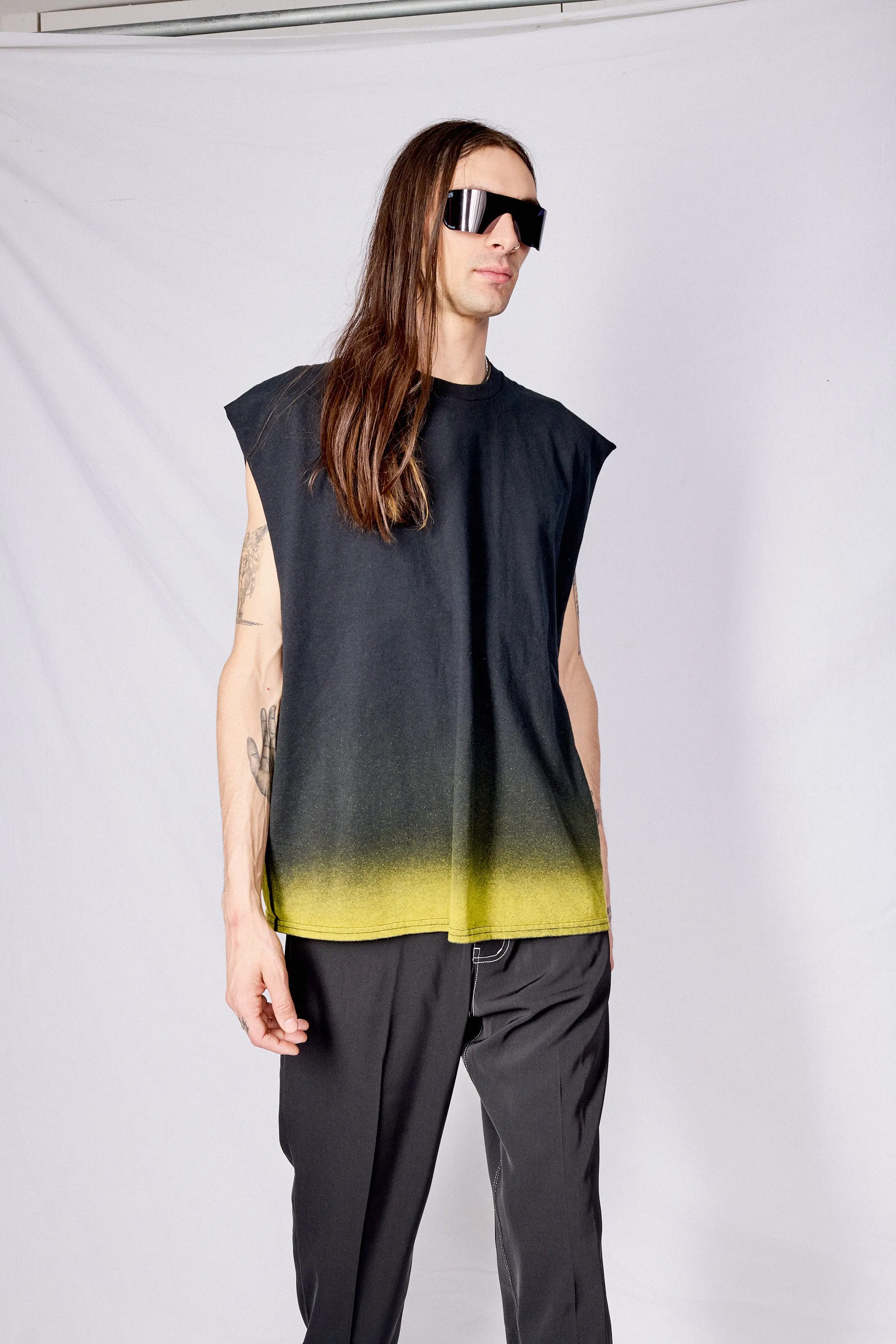 Black/Yellow Airbrush Muscle Tee