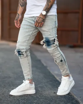 Blown Skinny Ripped Jeans - Washed Blue Y3