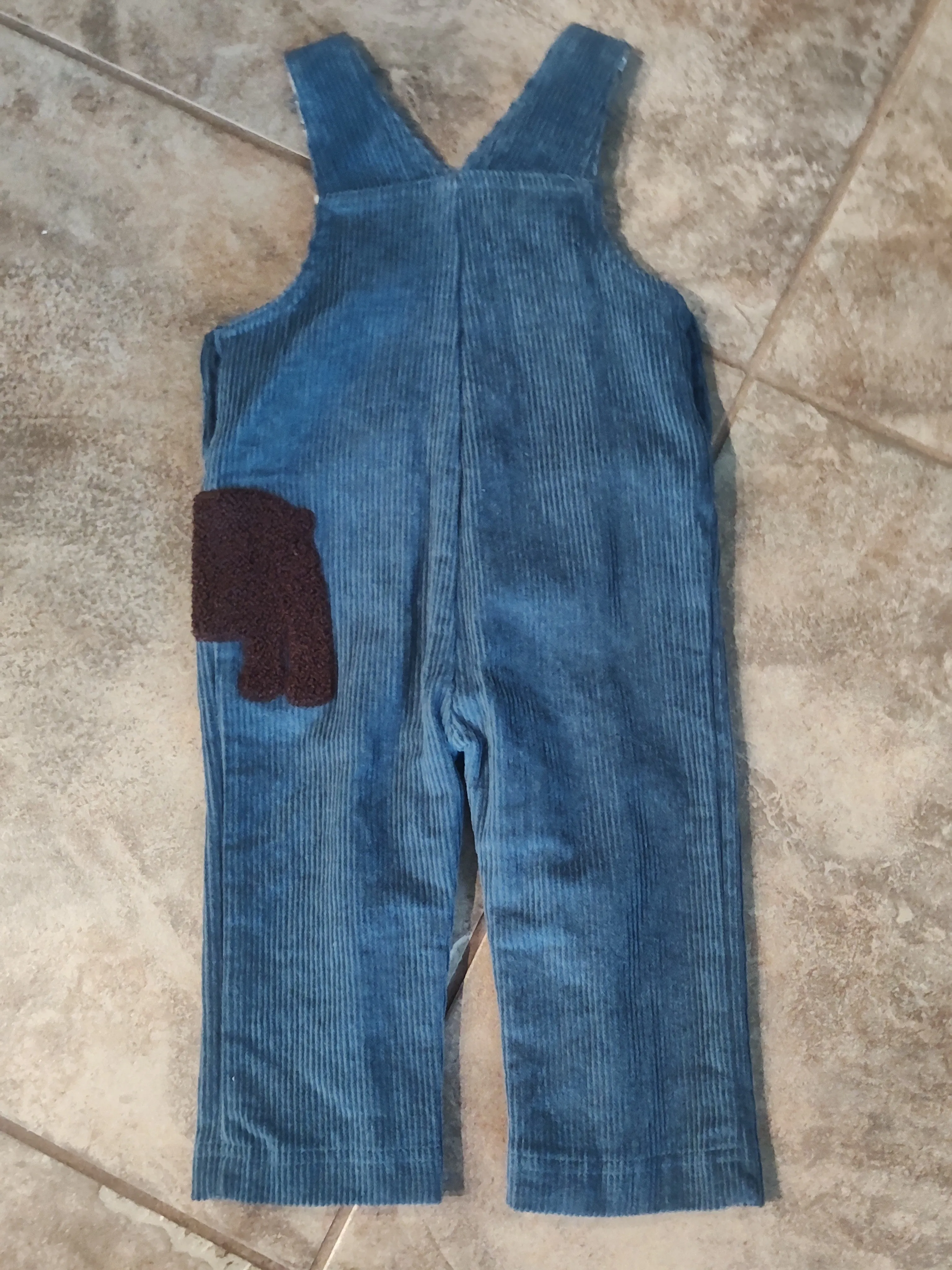 Blue Corduroy Bear Overalls | Mud Pie