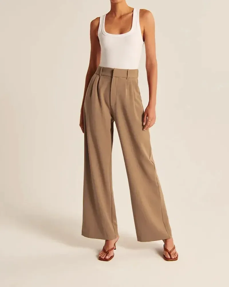 Brown Wide-Leg Pants