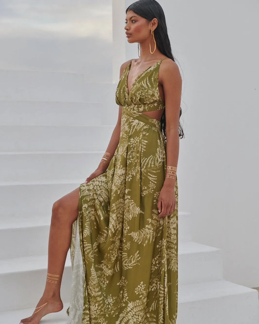 Caitlin Dress Dappled Olive