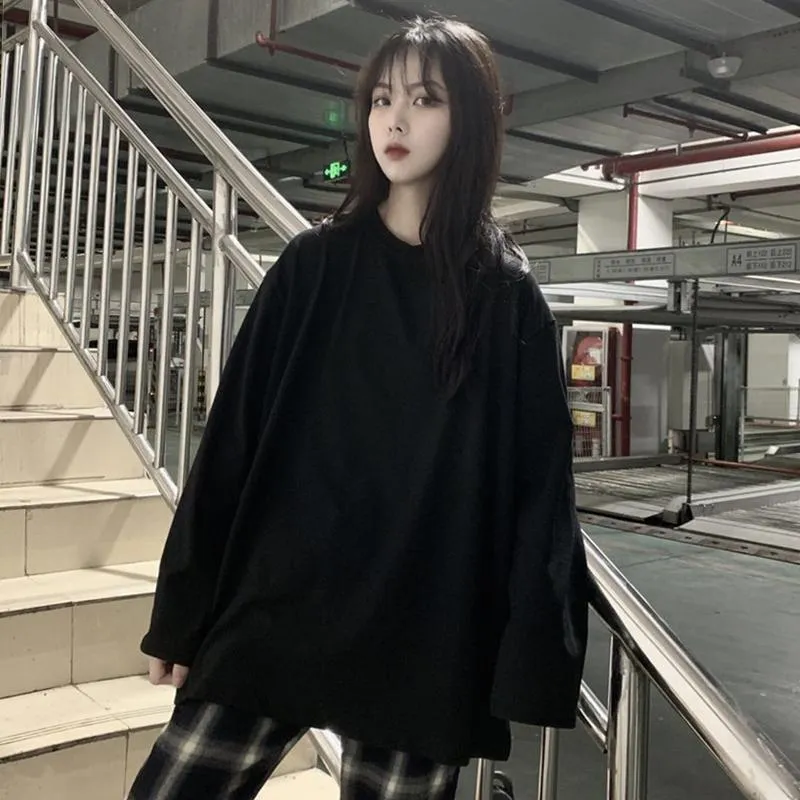 Casual Solid Color Oversized Long Sleeve T-Shirt