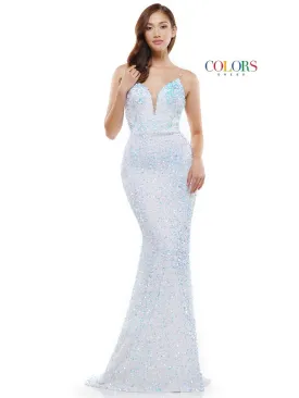 Colors 2459 Size 0, 6 & 12 Long Sequin Backless Prom Dress Formal Pageant Gown Crystal Strap