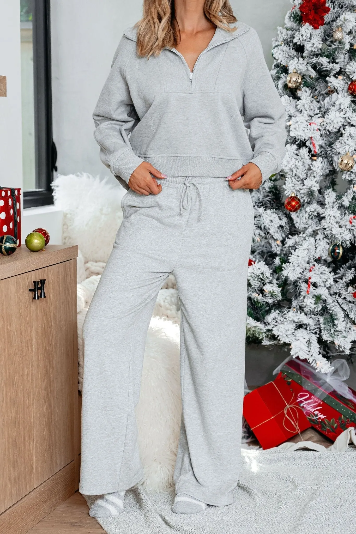 Comfort Lounge Grey Wide Leg Sweatpants