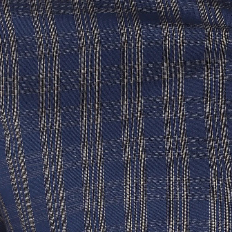 Cotton Dark Blue Checkered Slim Fit Shirts