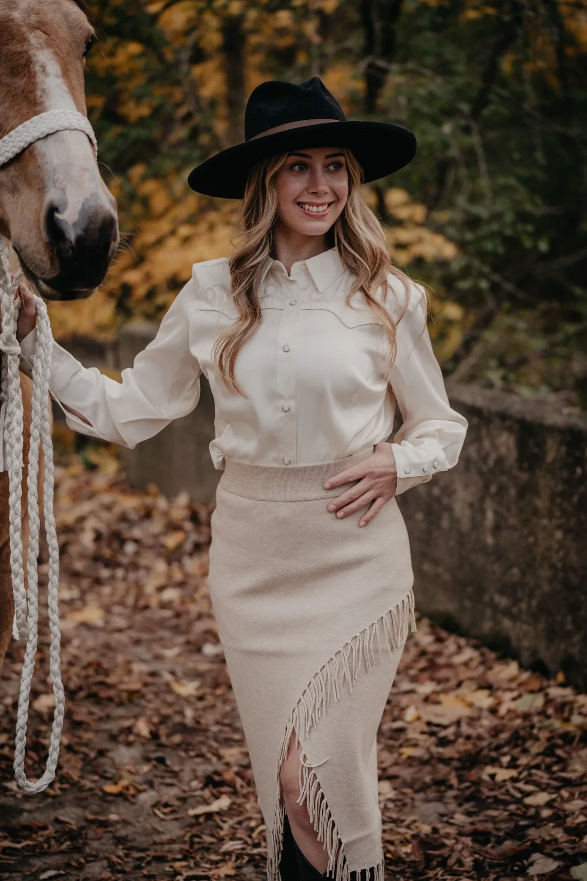 'Derby Fringe' Oatmeal Knit Skirt by Ariat (XS-XXL)