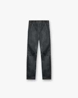 Distressed Leather Pant - Black