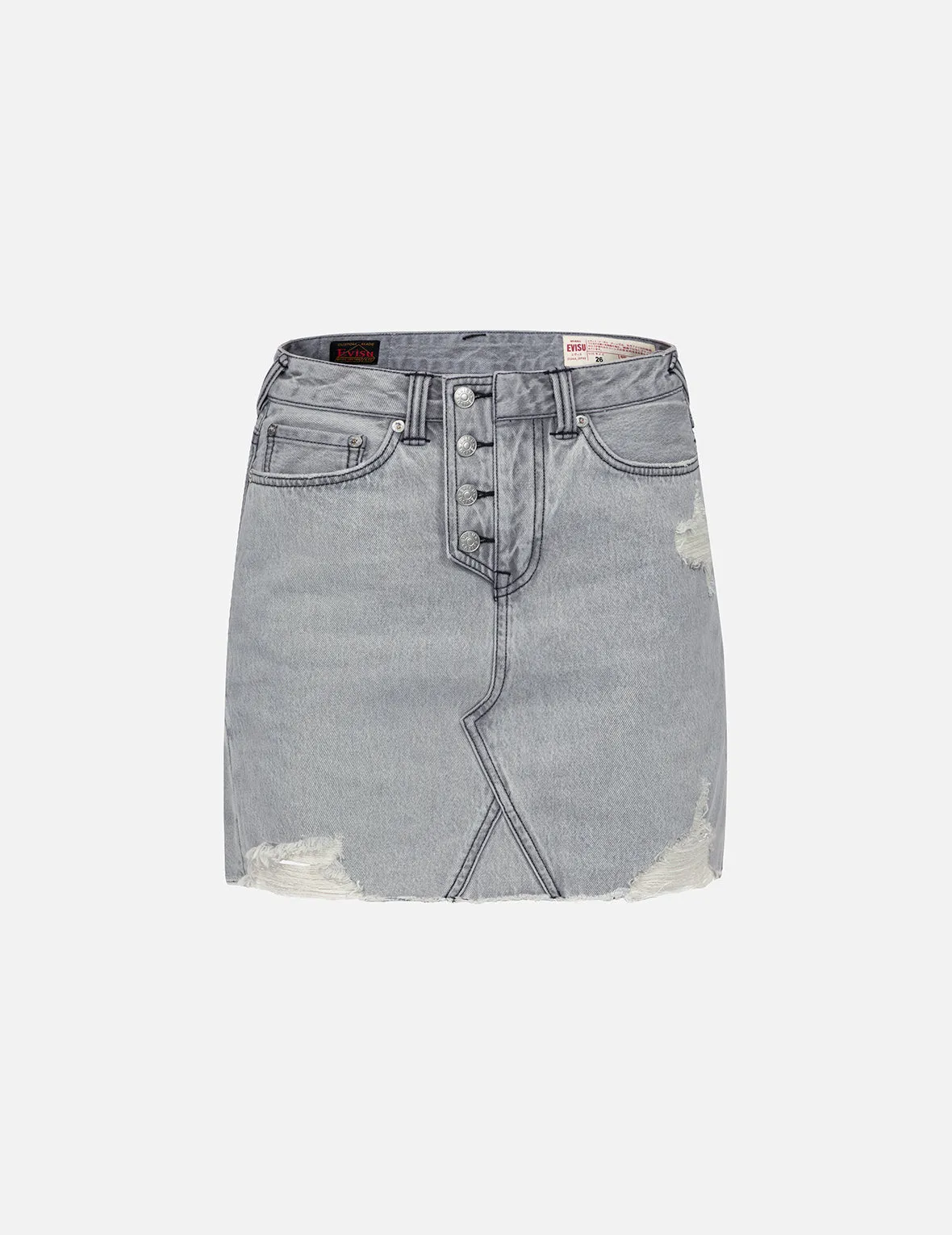 Distressed Seagull Appliqué Embroidery Fashion Fit Denim Skirt