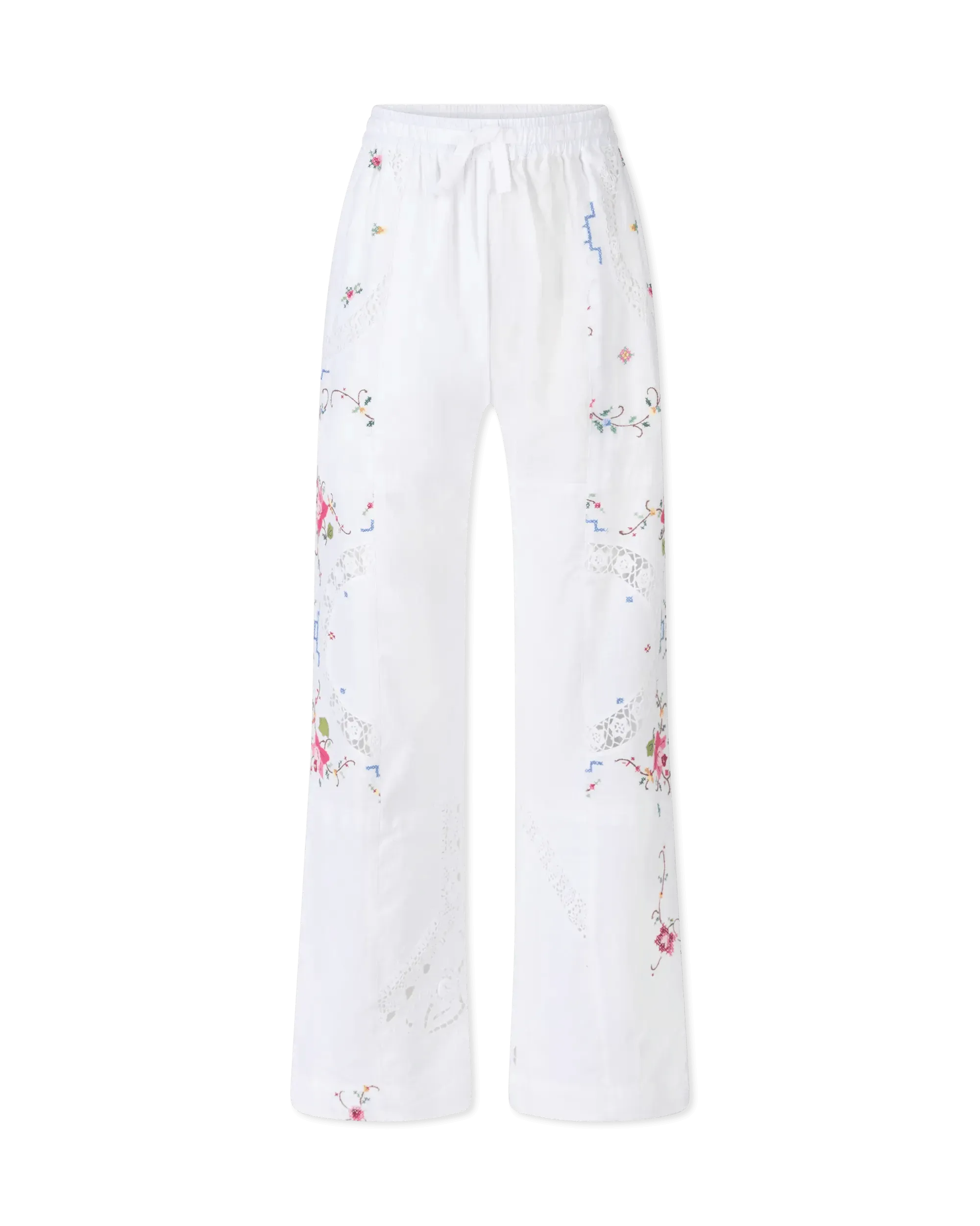 Embroidered Linen Pants