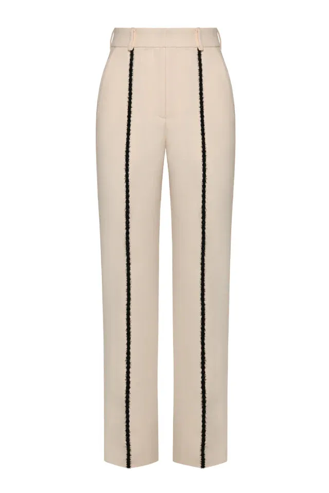 FUZZY DETAILS STRAIGHT LEG TROUSERS