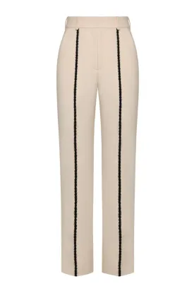 FUZZY DETAILS STRAIGHT LEG TROUSERS