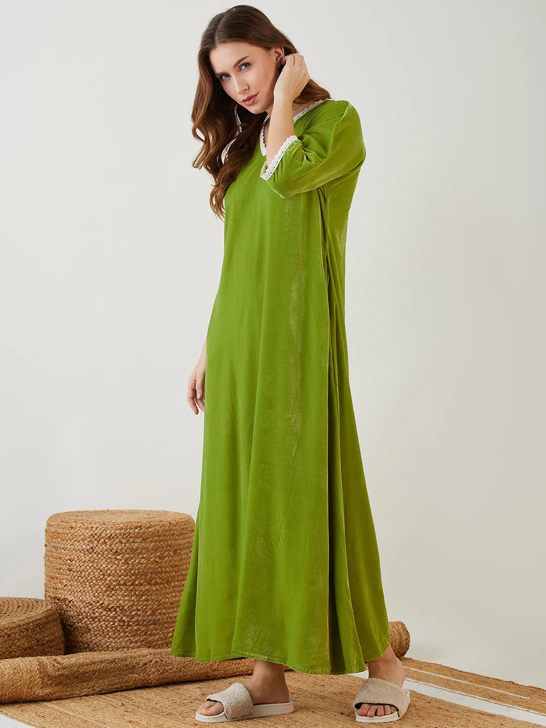 Green Velvet Nightdress