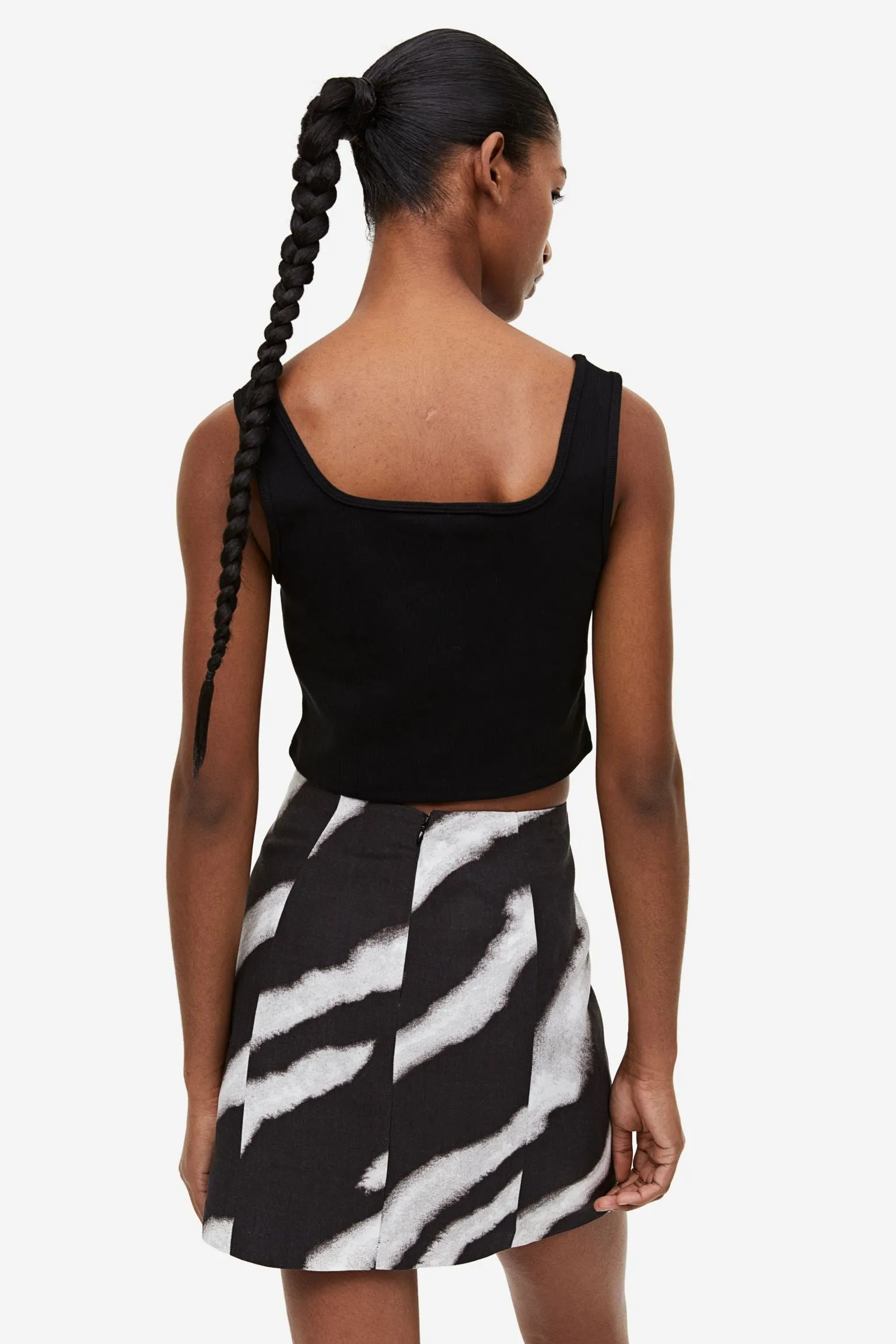 H&M Mini Zebra Print Skirt, black