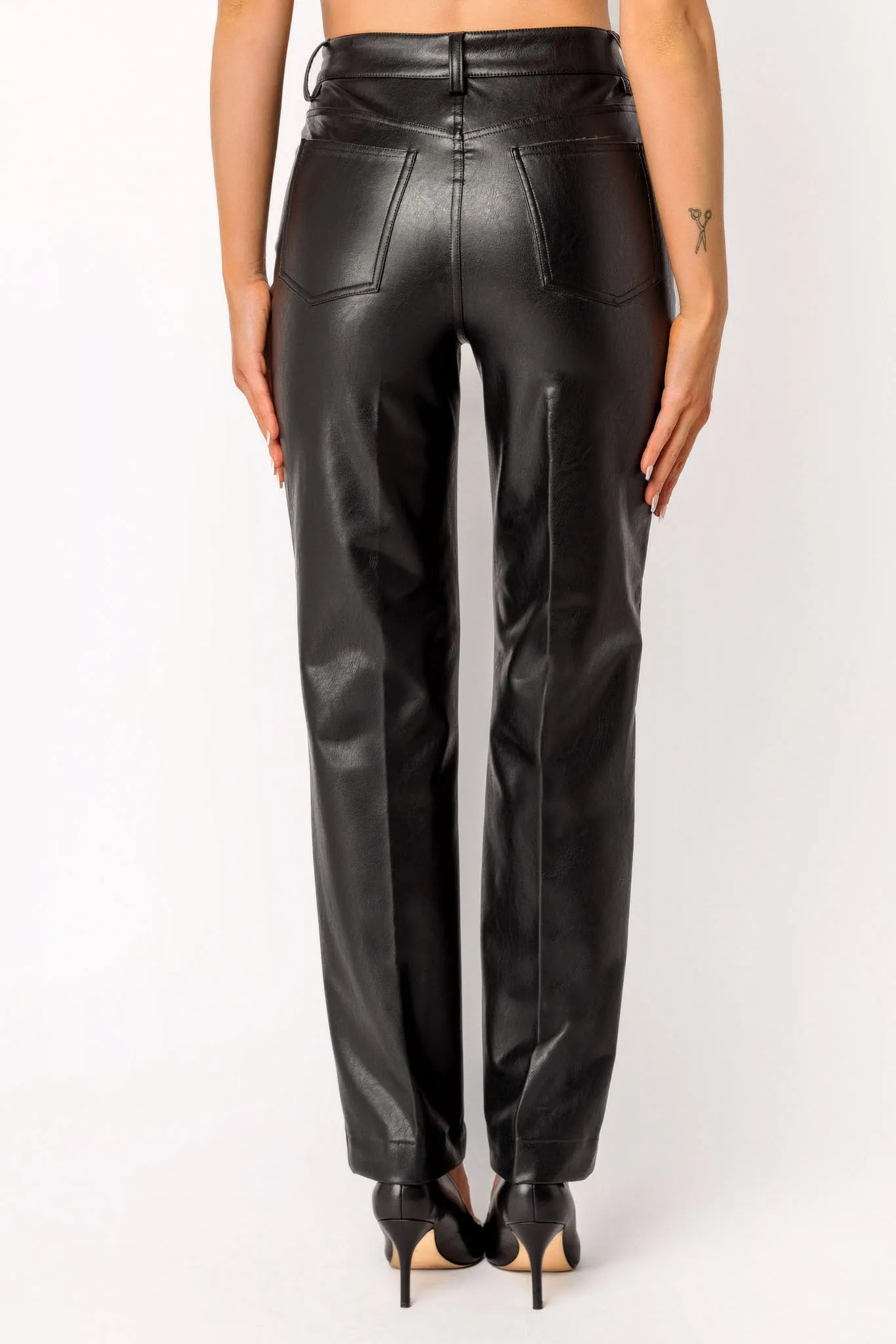 High-Rise Faux Leather Straight Leg Pant