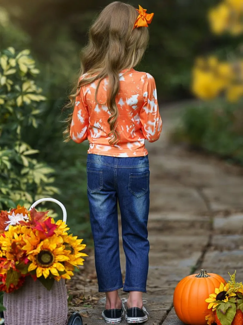 It's Pumpkin Season Patched Jeans Set