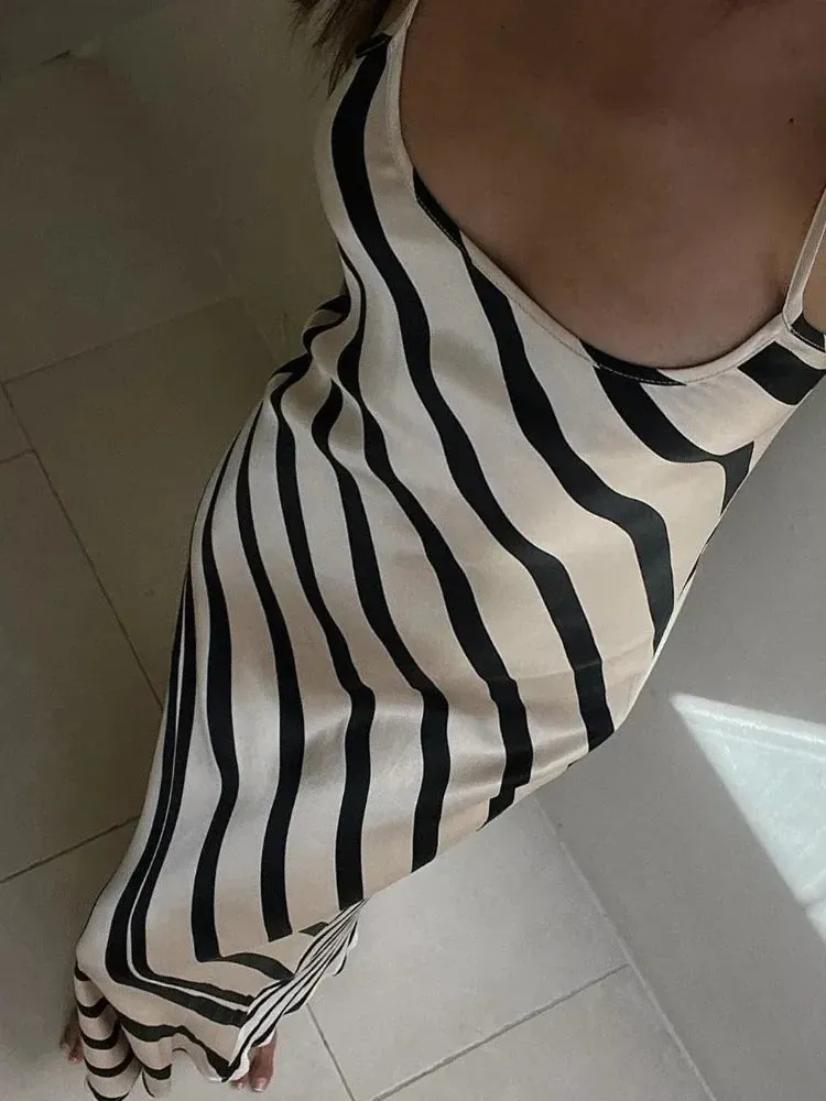 Just Your Stripe Backless Maxi Dress