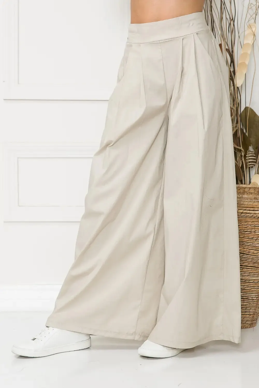 Khaki Wide Leg Pants