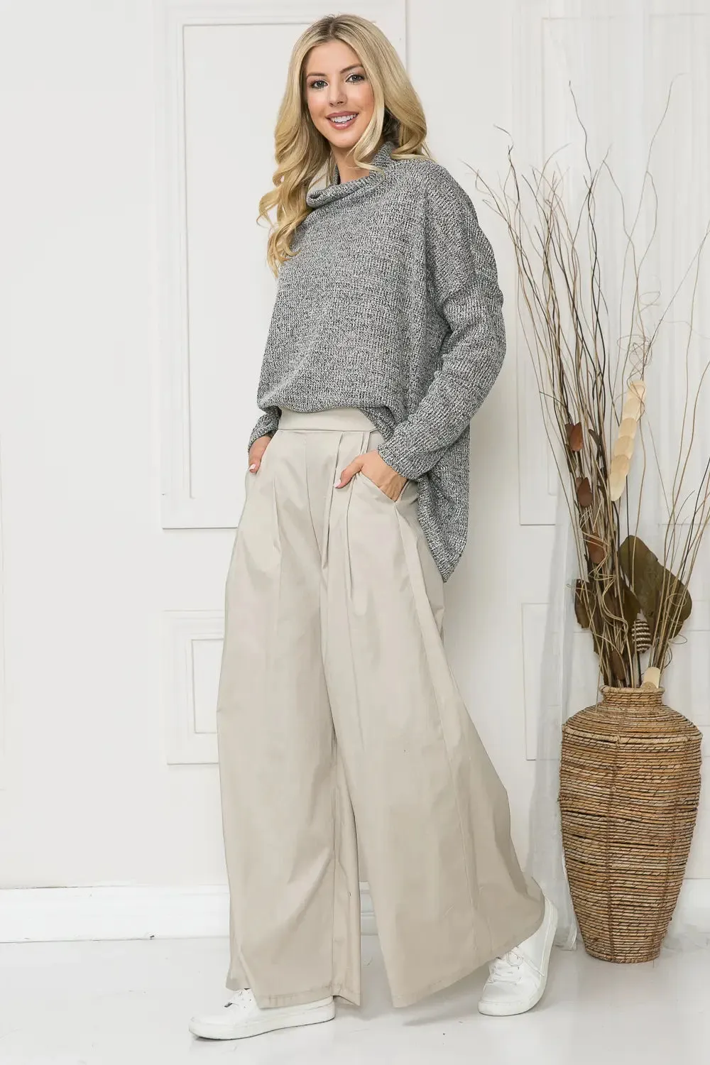 Khaki Wide Leg Pants