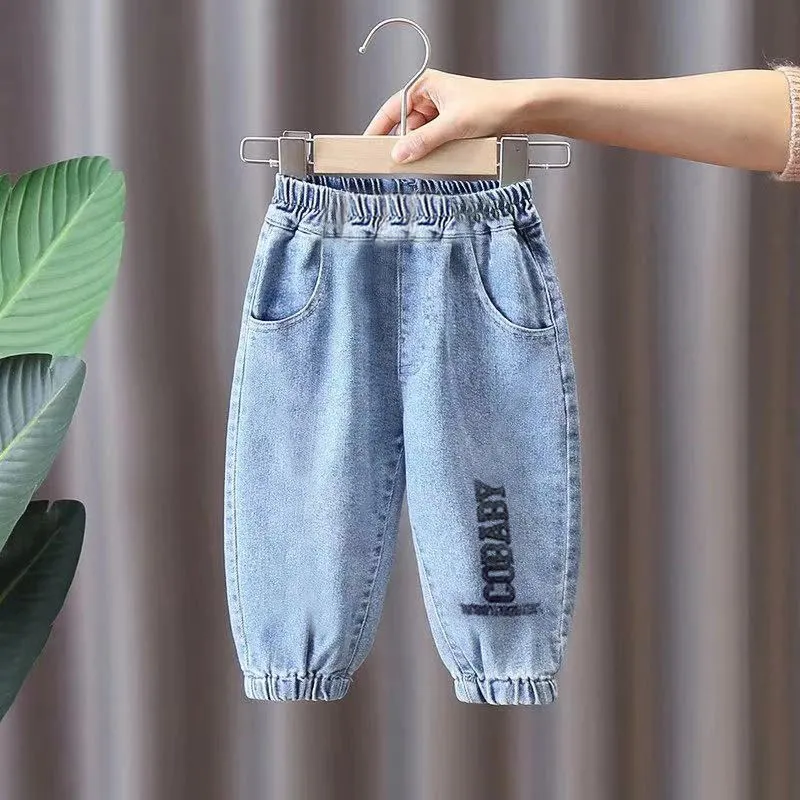 Kids Boys Jeans Children Stretch Pants Denim Jeans Graphic Versatile Casual Pants - BJN0109