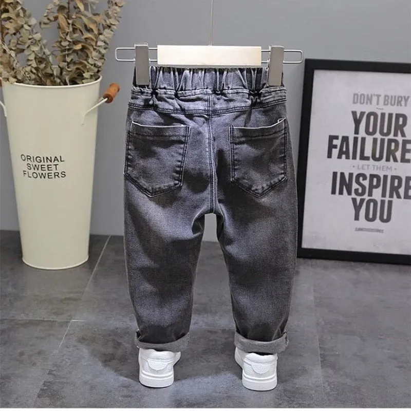 Kids Boys Jeans Children Stretch Pants Denim Jeans Graphic Versatile Casual Pants - BJN0109