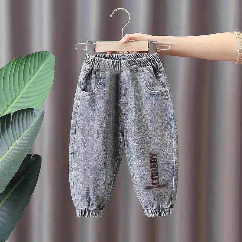 Kids Boys Jeans Children Stretch Pants Denim Jeans Graphic Versatile Casual Pants - BJN0109