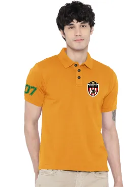 Lazychunks Printed Yellow Polo Tshirt For Men