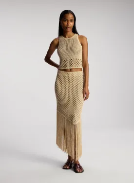 Leona Crochet Fringe Midi Skirt