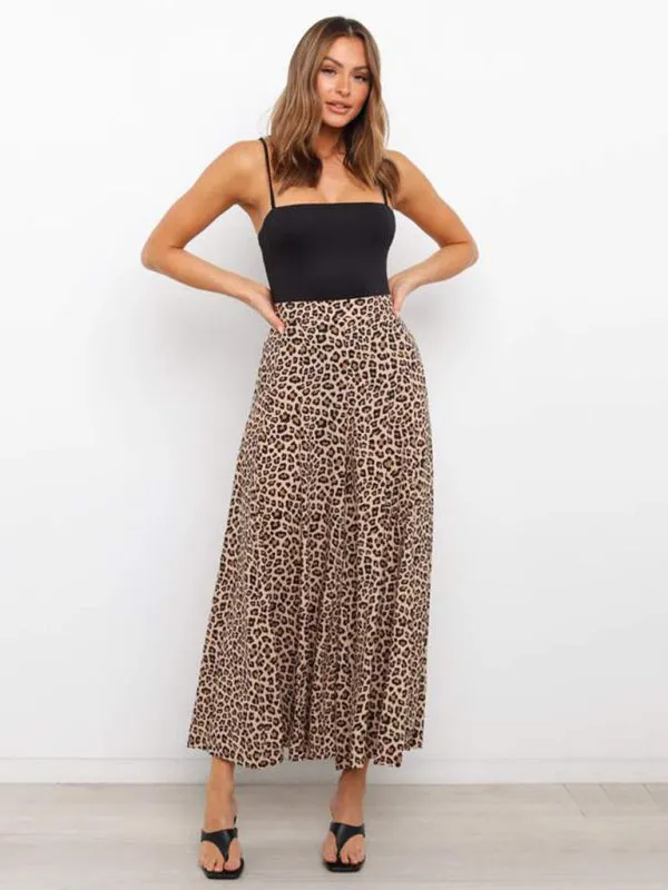 Leopard Print Wide Leg Pants