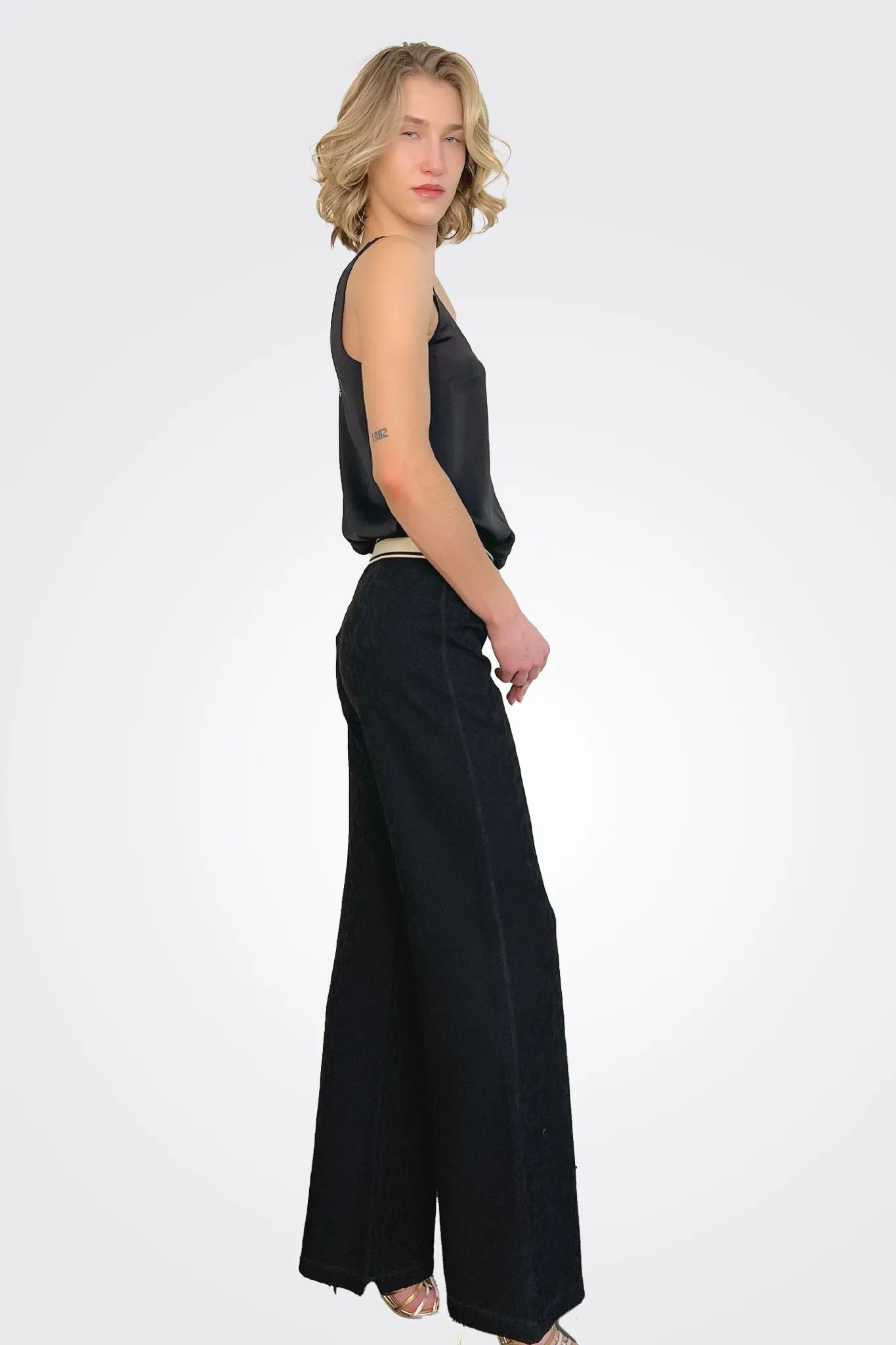 Long Straight Leg Pants - Black