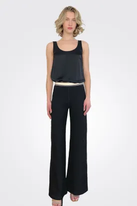 Long Straight Leg Pants - Black