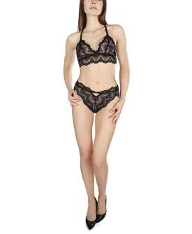 Marlene Women's 2 Piece Lingerie Set with Wireless Bra and Backless Panties Me  Moi, black