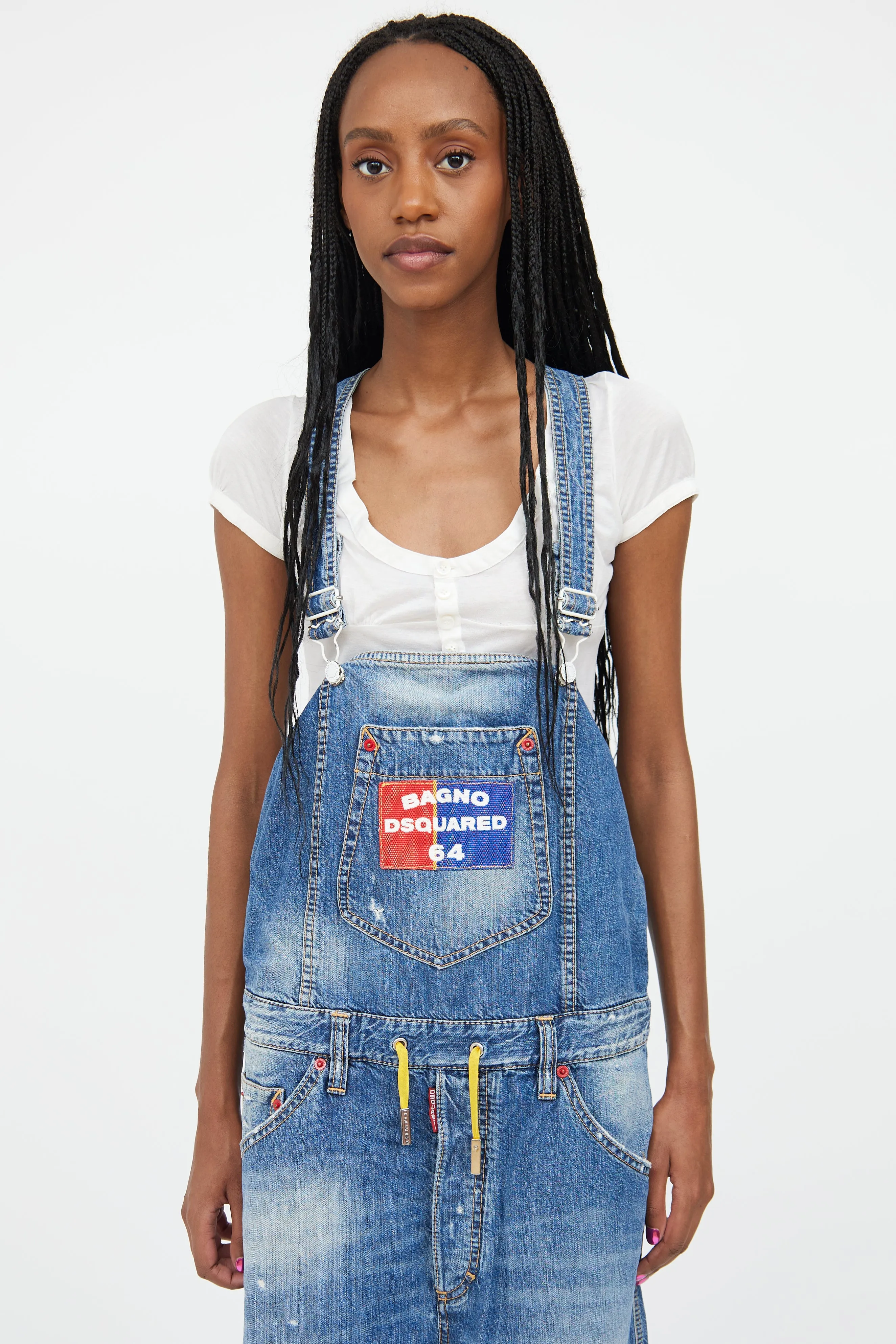 Medium Wash Cropped Logo Overall